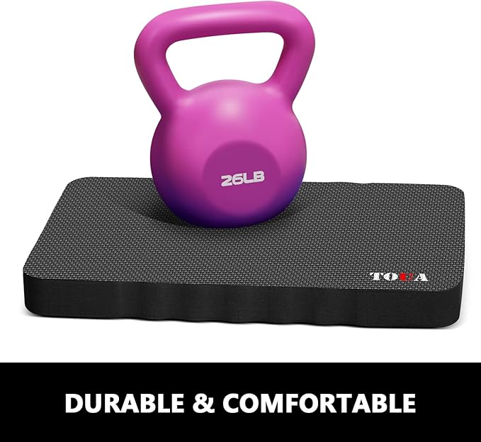 TOUA Kneeling Pad Thick Extra Large High Density Foam Kneeler Pad Mat for Gardening Yoga Exercise Bath (Black 2 Pack)