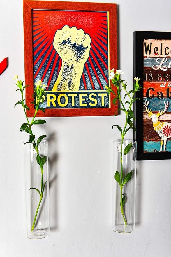 Kingbuy Wall Hanging Plant Terrarium Propagation Station Glass Planter for Home Office Decor, Large Cylinder Vase, 4 Pack