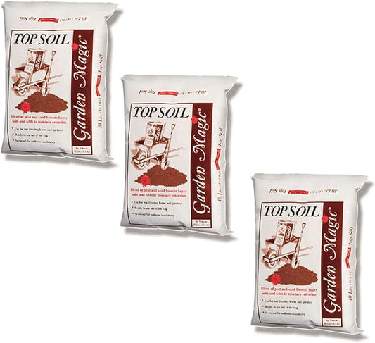 Garden Magic Indoor and Outdoor Organic Planting Potting Topsoil Mix with Perlite Blend and Moisture Retention, 40-Pound Bag (3 Pack)