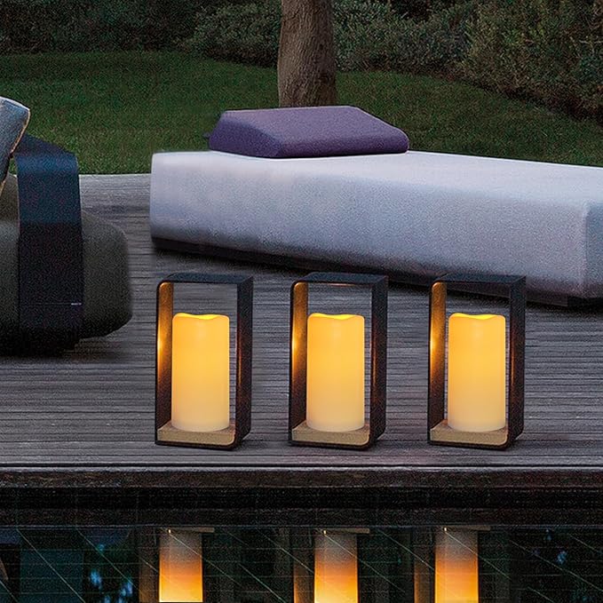 Waterproof Flameless Remote Control Candles 12PACK（D3''*H5.5''） Battery Operated Flickering LED Pillar Candle，plastic with 10-Key 24Hours Timer for Outdoor/Indoor Party Garden Lanterns Porch Ivory