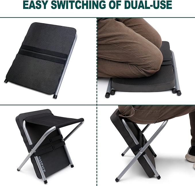 MAXPACE Garden Kneeling Pad and Foldable Gardening Stool 2 in 1, Extra Thick Soft Water-Resistant Comfortable Durable Foam Knee Pad Mat Cushion Garden Kneeler and Seat for Gardening, Mechanics, Work