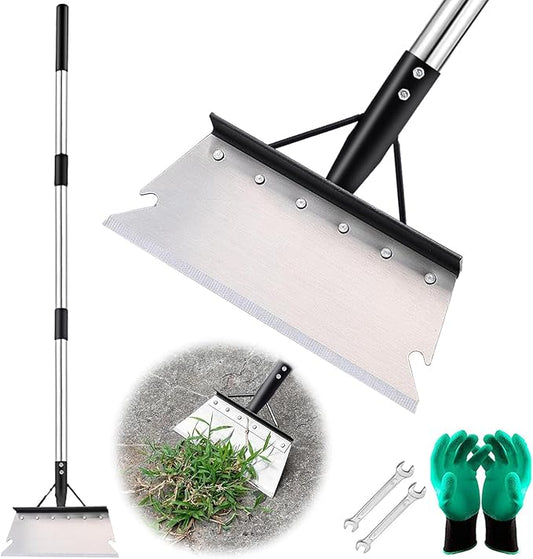 DOUBFIVSY Garden Cleaning Shovel, 54 Inch Multifunctional Flat Shovel Adjustable Long Handle Heavy Duty Garden Shovel Weed Scraper for Lawn Edging, Scraping, Weed and Ice Removal