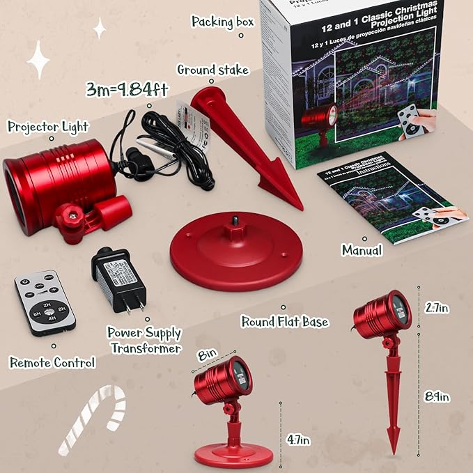 New 2023 Limited Edition Projector Lights for Christmas, Special Edition Waterproof Laser Lights with Remote Control for Outdoor Farmhouse Decoration