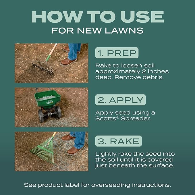 Scotts Turf Builder Grass Seed Dense Shade Mix with Fertilizer and Soil Improver, Grows With Little Sunlight, 5.6 lbs.