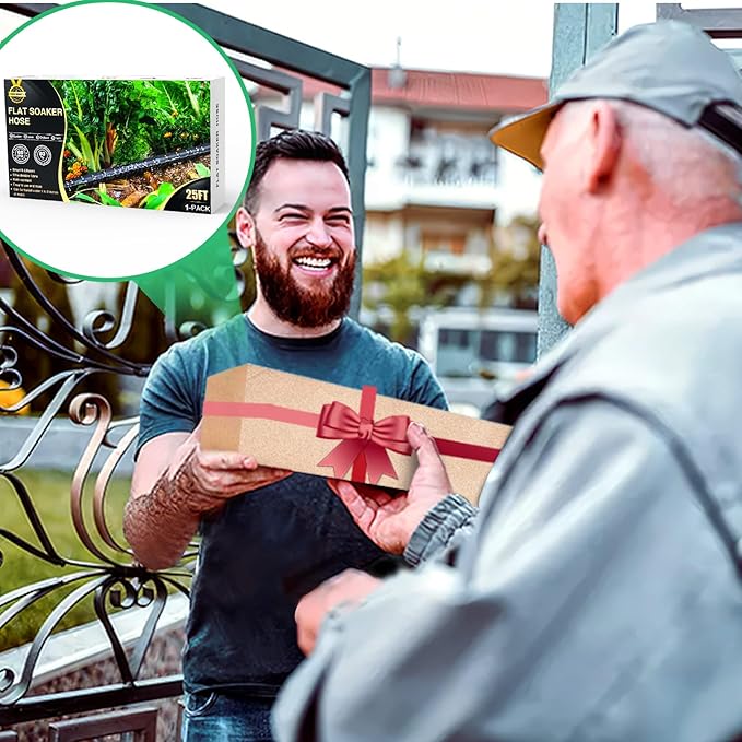 Lefree Soaker Hose 25ft for Garden Beds, Soaker Hose for Foundation Watering, Flat Soaker Hose Save 80% Water, Lightweight Tough Drip Hose for Lawn, Plants (25FT*1Pack)