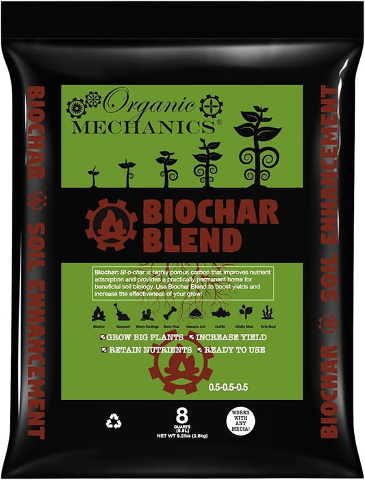 Biochar Soil Blend, 8 Quarts - Enhances Plant Growth with Bone Char, Worm Castings, and Compost for Garden Beds & Containers - Eco-Friendly & Locally Sourced