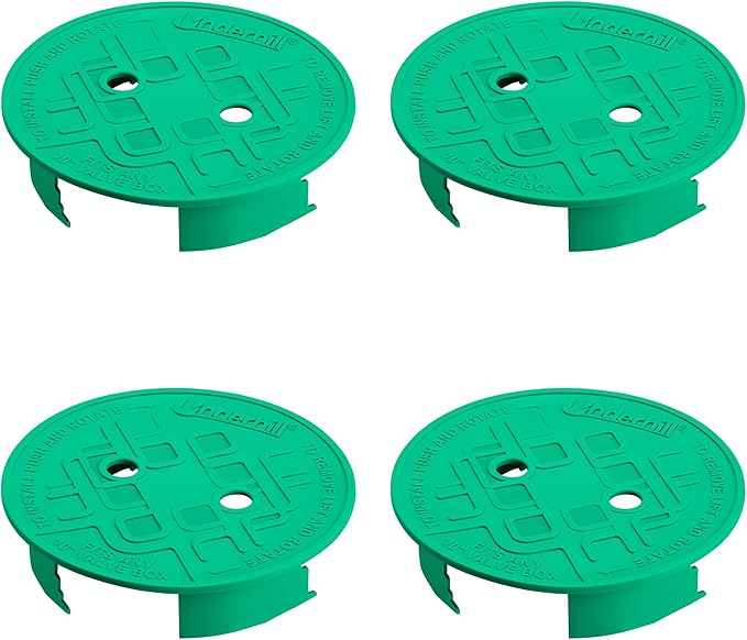 Underhill Sprinkler Valve Round Box Lid, VersaLid 10” Universal Cover for Automatic Irrigation System, Lawn, Yard, Outside, Green, 4 Pack
