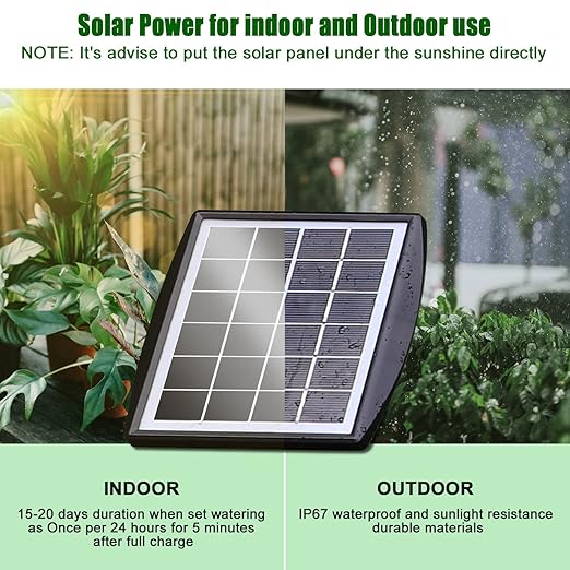 Solar Automatic Drip Irrigation Kit System, JIYANG Solar Powered Auto Easy DIY Watering Device Supported Pots Plants, 6 Timing Modes with Anti-Siphoning Device (Supported 10 Pots, 6Timing Modes)