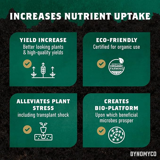 DYNOMYCO Mycorrhizal Inoculant - Plant Growth & Root Treatment, Concentrated Mycorrhiza Formula, Boosts Nutrient Uptake, Mycorrhizae Plant Food for Resilience & Fertilizer (200g / 7oz)