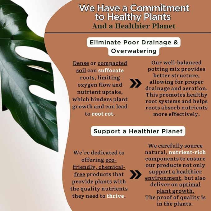 Chunky Potting Mix for Indoor and Tropical Plants (Soilless) Premium & Well Draining Blend for Healthy Houseplants Contains Coco Coir & Husks, Biochar, Worm Cast, Mycorrhizae, Pumice & Calcined Clay