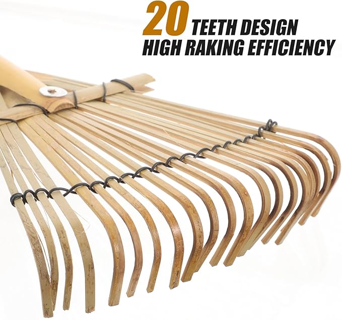 Yardwe Yard Leveling Rake Leaf Scoops Hand Rakes Short Handle Rake Planting Mini Gathering Leaf Tool Rakes for Gardening Lawn Tools Small Rake with Handle Statue Wooden Toddler Adjustable