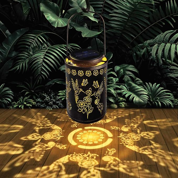 Solar Lanterns Outdoor Waterproof Hummingbird Garden Decor, Hanging Metal Lights for Yard, Patio, Fence, Porch, Pathway Decoration, Ideal Gift for Women, Mom, Grandma