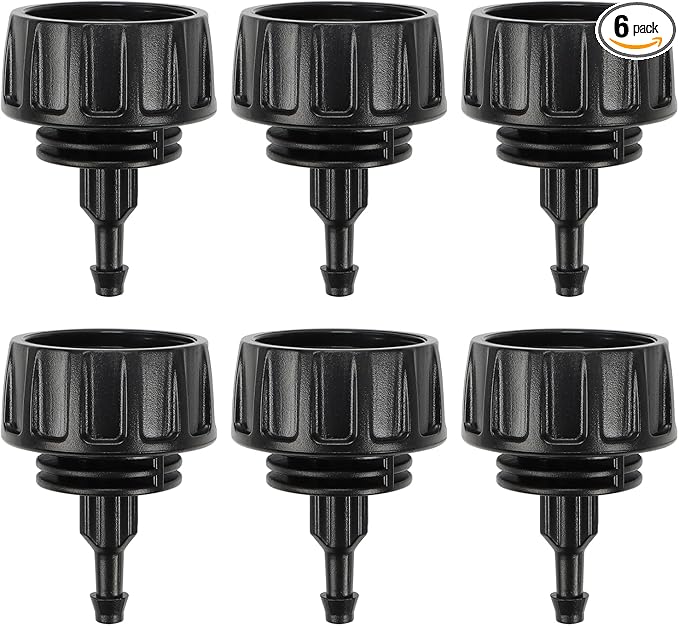 Universal 3/4 Inch Female Pipe Thread to 1/4 Inch Drip Irrigation Tubing Adapter, 6 Pack 1/4 In. Barbed Drip Line x 3/4 In. Faucet PVC Adapter Connect 3/4" FHT Garden Faucet Hose Bibb