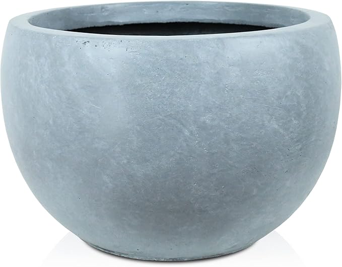 Kante 11.8" Dia Round Concrete Planter, Outdoor/Indoor Large Bowl Plant Pots with Drainage Hole and Rubber Plug for Garden Patio Balcony Home, Slate Gray