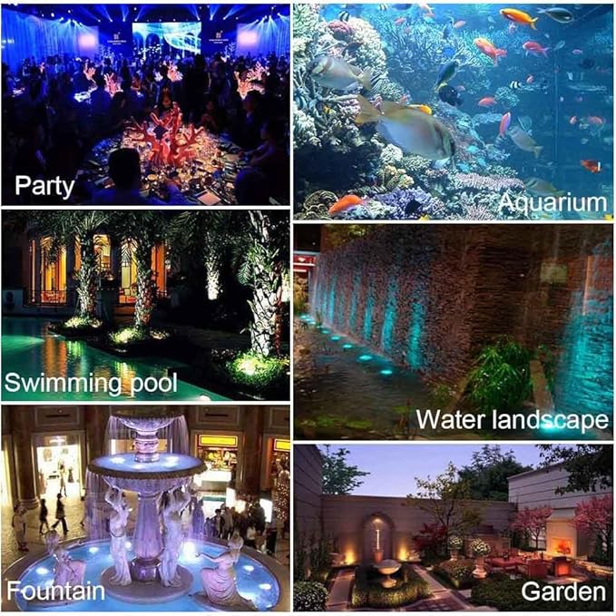 RGB Pond Lights, LED Fountain Light with Timer, Colored Underwater Fountain Lights Dim Adjustable Memory Spotlights for Outdoor Landscape Pond Fountain Waterfall, 4 in Set