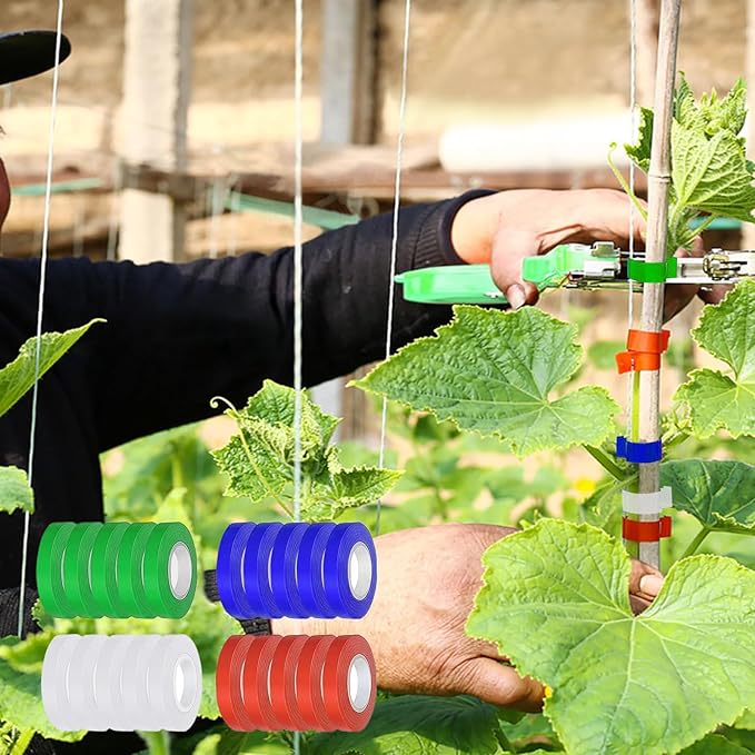 Plant Tying Machine,Plant Tapener,Tape Gun,Garden Vine Tying Tape with 20 Rolls and 10000pcs Staples,Vineyard Tool Garden Tools for Grapes, Raspberries, Tomatoes and Vining Vegetables etc