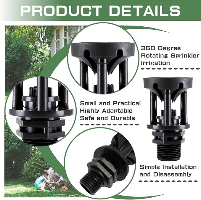 4 Pack Wobbler Irrigation Sprinkler, 1/2 inch Water Saving Wobbler Sprinkler Head, 46 to 79 ft Spray Distance Garden Wobblers for Irrigation Medium Lawn, Yard and Areas