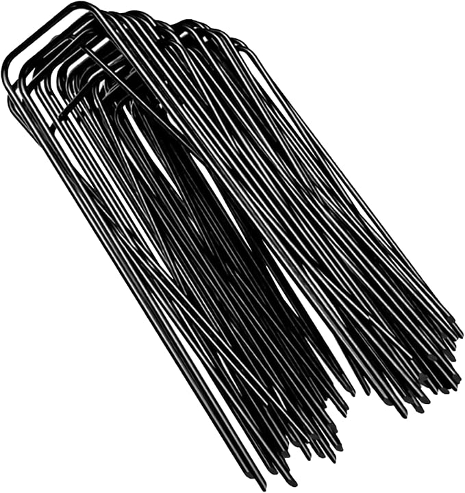 6 Inch Galvanized Garden Landscape Staples Stakes, Heavy Duty Anti Rust Stakes U-Shaped Weed Barrier Fabric Stakes for Holding Fence Ground Cover Artificial Turf Soaker Hose Dripper Irrigation (30)