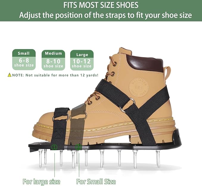 Lawn Aerator Shoes, Pre-Assembled Lawn Aerator Spiked Aerating Sandals with Adjustable Straps and Stainless Shovel, Heavy-Duty Spike Shoes for Men Women Aerating for Lawn, Yard, and Garden