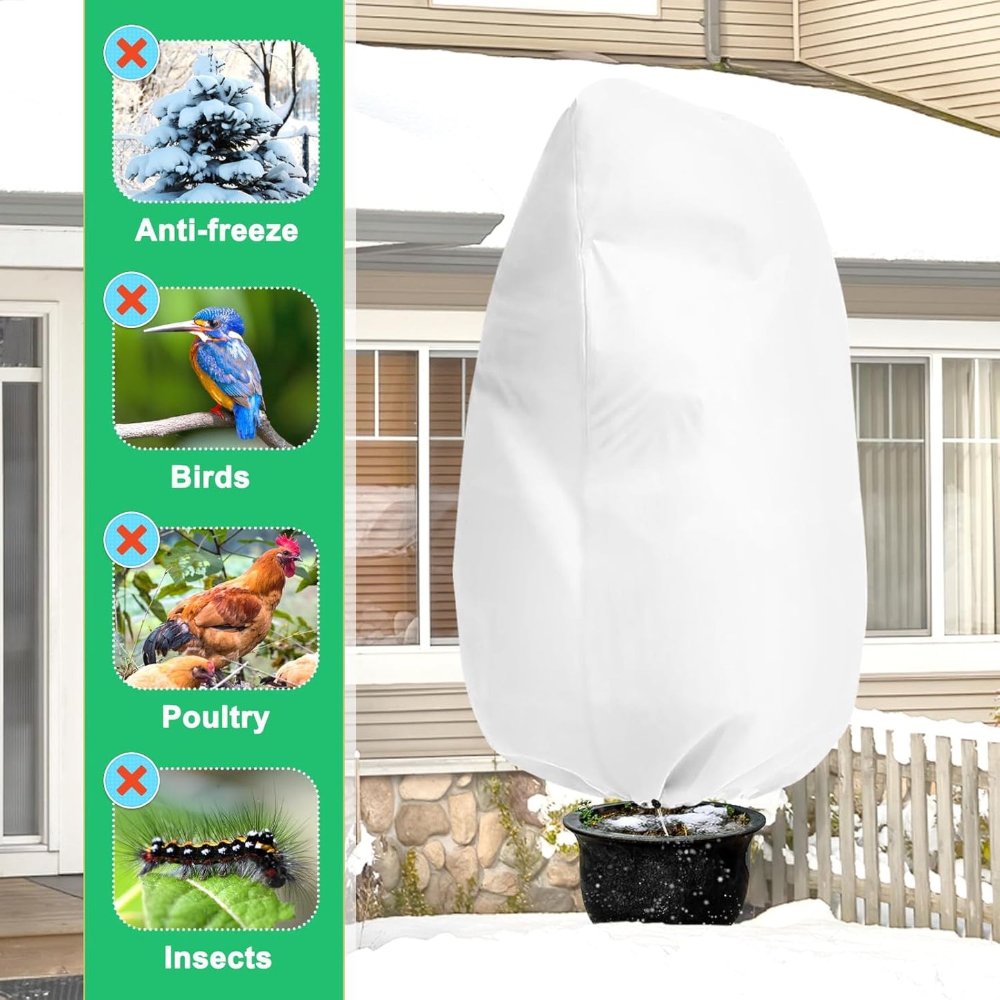 DQS 3 Pack Plant Covers Freeze Protection, 19.6" x 39.3" Winter Frost Protection Blankets Frost Cloth,Suitable for Outdoor Winter Frost, Cold Weather, shrubs, Trees, Jackets, and coverings