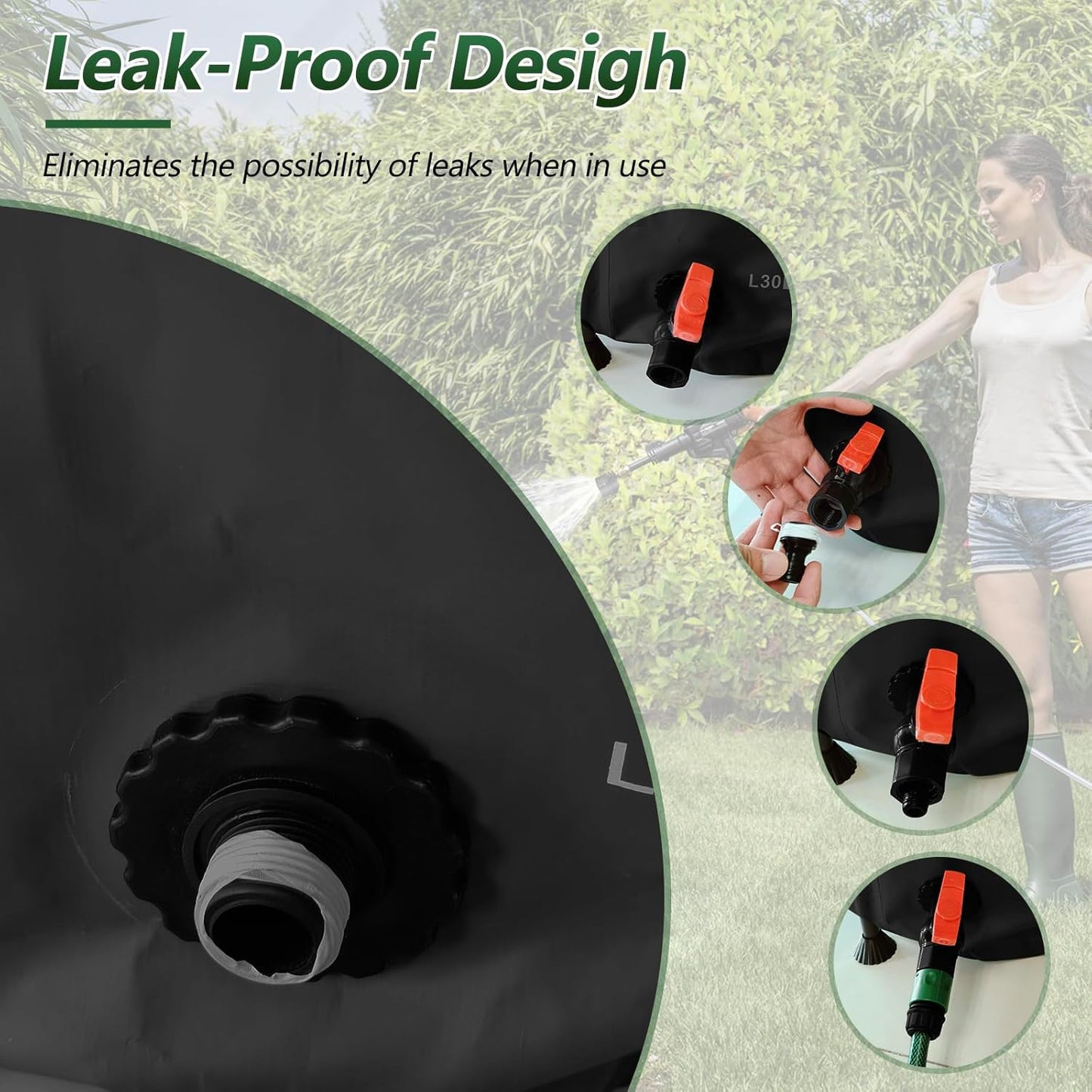 Collapsible Rain Barrel, 53 Gallon/200 L Portable Rain Water Collection Barrel, PVC Rainwater Collection System with Spigotst, Water Barrel with Bucket for Garden Water Catcher (Black, 53 Gallon)