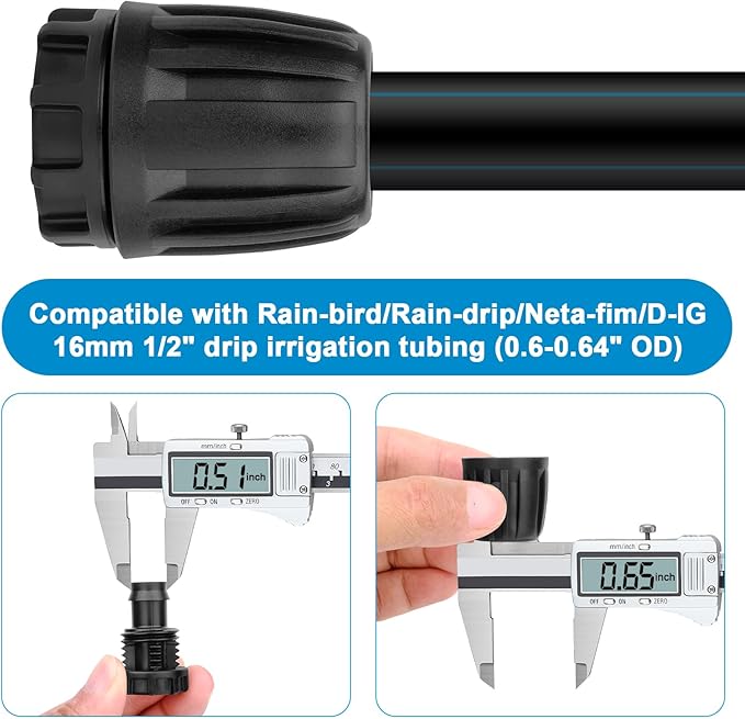 1/2 inch Irrigation Fittings End Plugs For (1/2" ID x0.6-0.63" OD) 16mm Drip Tubing Connectors-10Pack