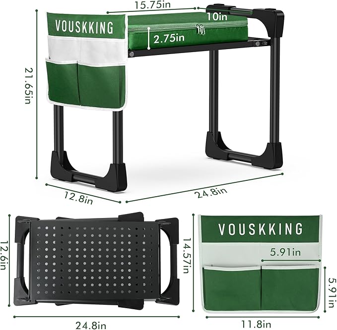 Foldable Garden Kneeler and Seat, Patented Thicker Wider Softer Kneeling Pad with Magnetic Stripe, 350lbs Heavy Duty Durable Garden Stool with Tool Bag, Gardening Gift for Women and Men