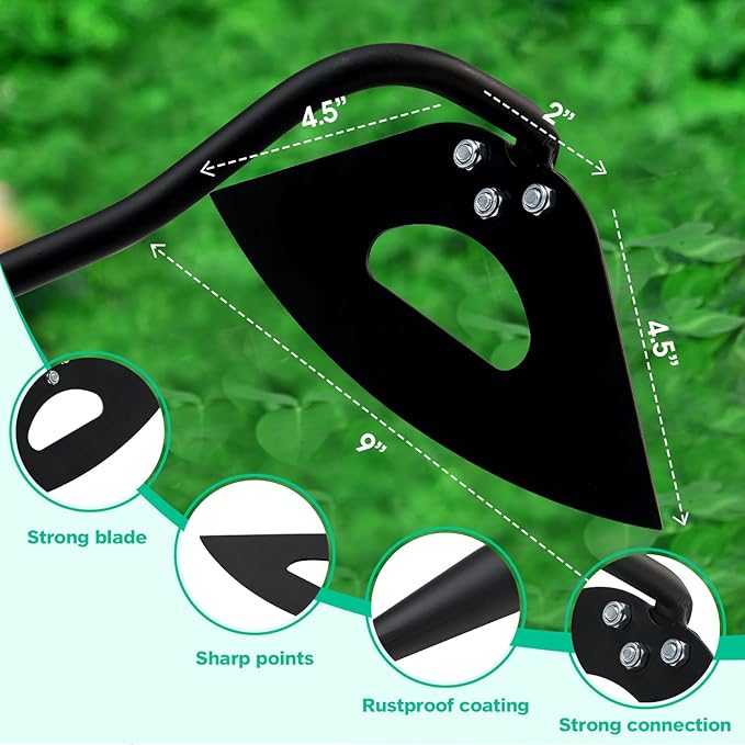 Hardened Hollow Hoe with Long Handle,Heavy Duty Garden Hoes for Weeding Loosening Soil Digging Planting Ridging, Handy Hoe Garden Tool (55")