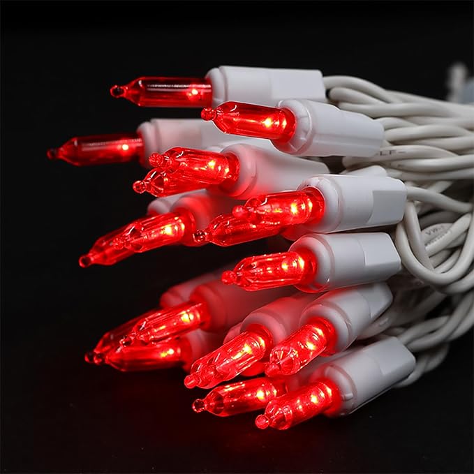 Red LED Christmas Lights - 35 Count Red Christmas String Lights for Small Tree, Crafts, Bedroom, Wedding, Indoor and Outdoor Valentines Day Decorations, 11 Feet White Wire, UL Certified, Connectable
