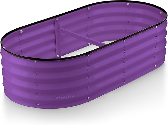 Galvanized Raised Garden Beds Outdoor // 4×2×1 ft Planter Raised Beds for Gardening, Vegetables, Flowers // Large Metal Garden Box (Purple) // Patented Tool-Free Design
