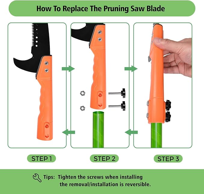 Scalebeard Hand Pole Saws for Tree Trimming,Manual Tree Trimmer,Handheld use or with Extended Manual Pruning Saw for precision tree limb cutting-Pole Saw Attachment(Pole not included)