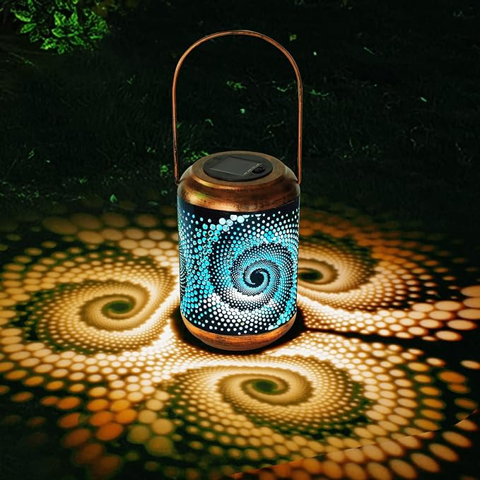 Solar Lanterns Outdoor Hanging Lantern Metal Waterproof LED Lantern with Solar Powered Garden Patio Decorations Decor Lantern with Handle Christmas Gift Idea