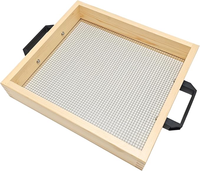 Large Compost Sifter, Garden Sifter with Handle, 15.5 x 14 Inch Sifter for Soil Dirt Compost Rock