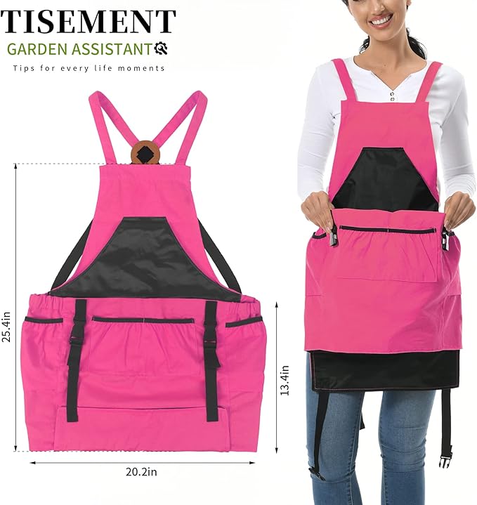 Gardening Apron,Unisex 8Oz Waterproof Canvas Garden Apron with Pockets for Harvesting, Gardening Gifts for Women