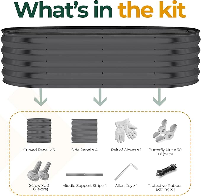 Utopia Home Galvanized Raised Garden Bed Kit 4x2x1ft, Planter Box Raised Garden Beds Outdoor, Easy Assembly Metal Raised Bed for Gardening Vegetables, Fruits, Flowers - Pack of 01 - Dark Grey