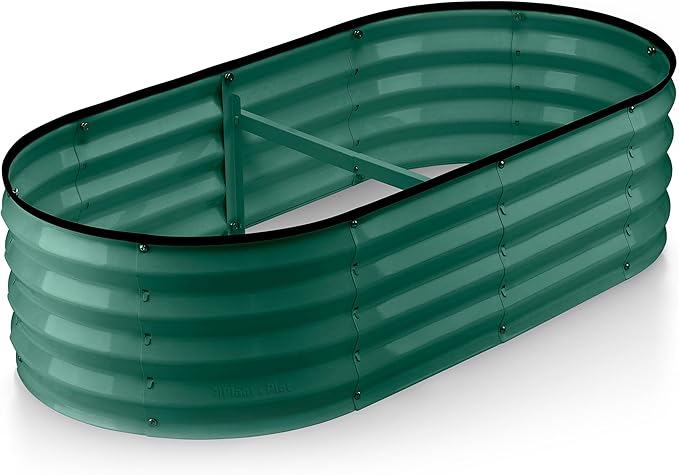 Galvanized Raised Garden Beds Outdoor // 4×2×1 ft Planter Raised Beds for Gardening, Vegetables, Flowers // Large Metal Garden Box (Dark Green) // Patented Tool-Free Design