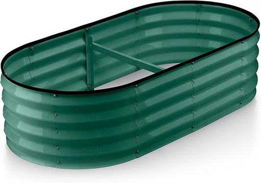 Galvanized Raised Garden Beds Outdoor // 4×2×1 ft Planter Raised Beds for Gardening, Vegetables, Flowers // Large Metal Garden Box (Dark Green) // Patented Tool-Free Design