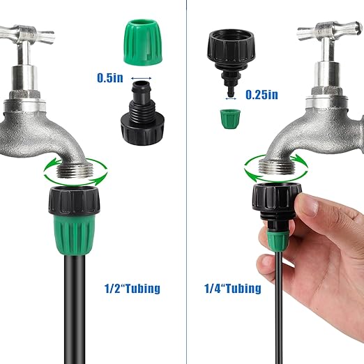 Leak-Proof Drip Irrigation Kit,Quick Connect Irrigation System,2025 New Lock Barbed Garden Watering System with 1/4 inch 1/2 inch Irrigation Tubing Hose for Garden,Raised Garden Bed, Lawn