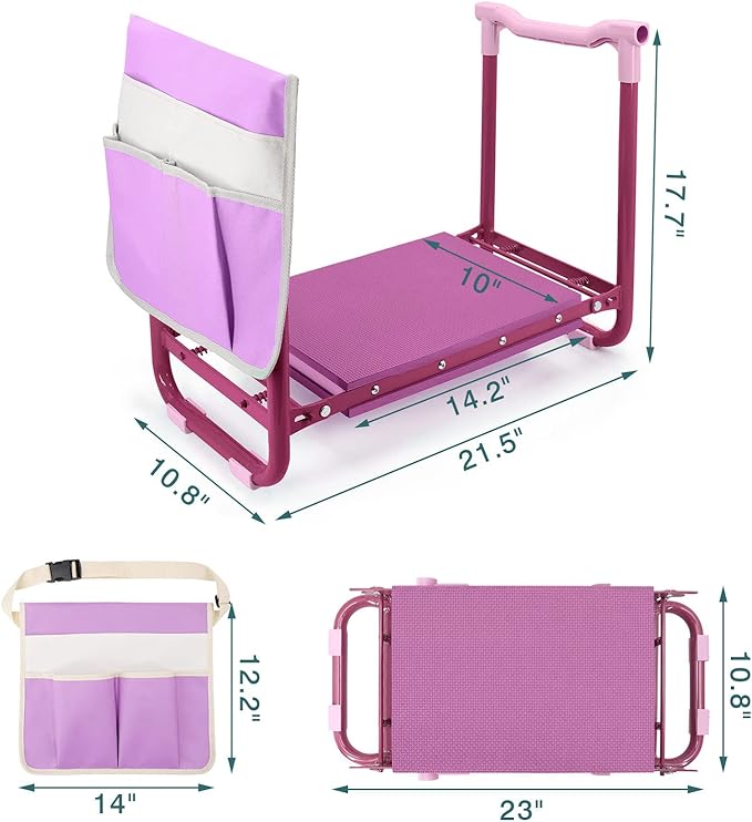 Foldable Garden Kneeler and Seat，Portable Garden Kneeler Stool - Heavy Duty Garden Bench, Resistant Garden Stool, Comfortable EVA Foam Cushion - Ideal for Women's Gardening， Camping...
