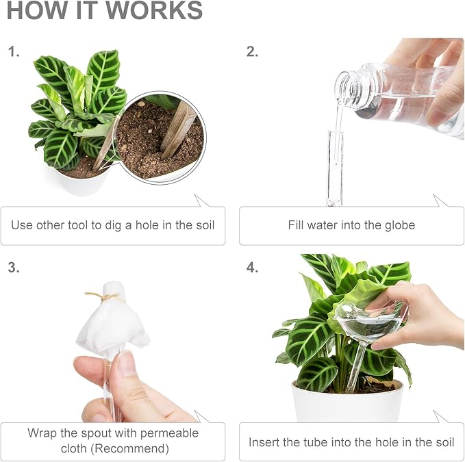 Mkono Plant Self Watering Globes Glass Water Bulbs for Planter Insert, Bird Shape Self Watering Devices Automatic Plant Waterer Spikes for Indoor Outdoor Plants, Gifts for Plant Lovers, 2 Pack