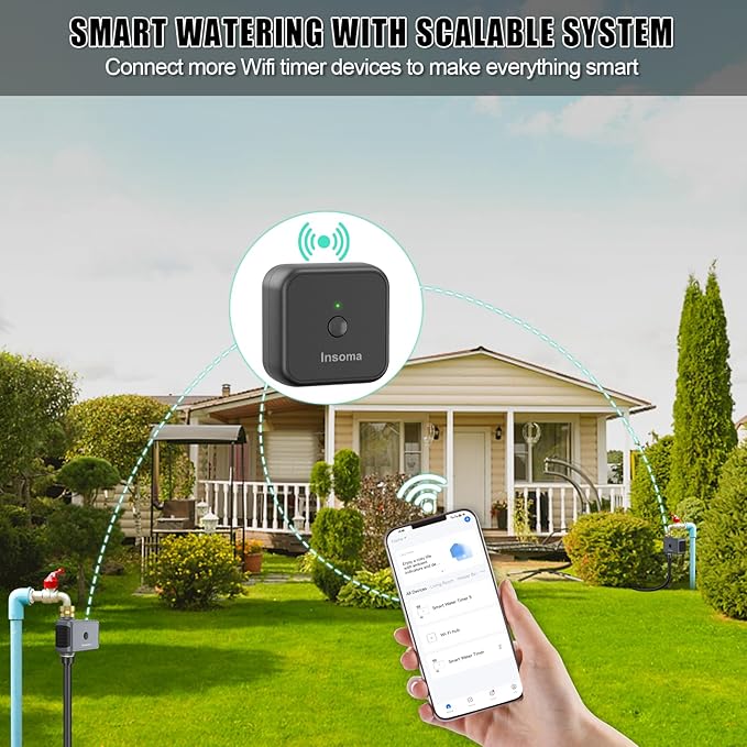 WiFi Hose Timer Brass Inlet & Outlet, Smart Sprinkler Timer with WiFi Hub, WiFi Water Timer for Garden Hose, APP & Voice Control, Smart Hose Faucet Timer for Lawns Yard Work with Alexa & Google Home