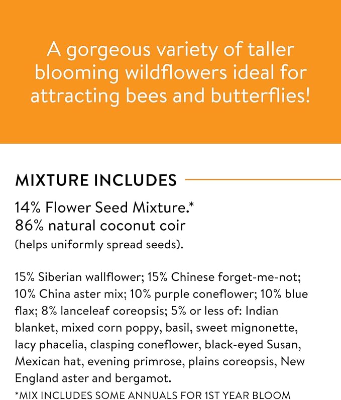 Burpee Wildflower 25,000 Bulk, 1 Bag, 18 Varieties of Non-GMO Flower Seeds Pollinator Garden, Pollinator Mix