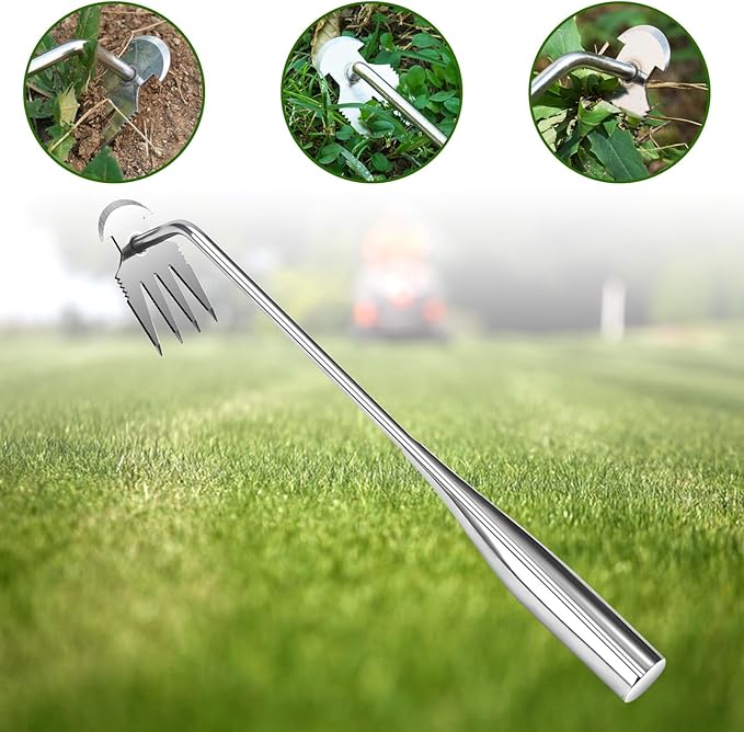LANBOUY Weed Rake Puller Gardening Weed Garden Hand Weed Puller Tool, Yard Weed Puller Gardening Small Weeding Rake, for Lawn Farm Farming Remover Weed Puller
