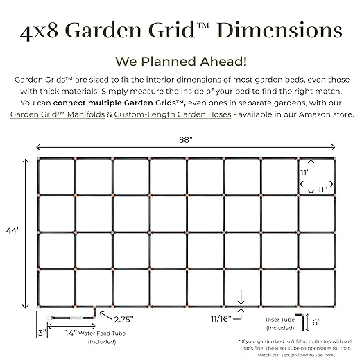 Garden Grid Watering System | Garden Watering System, Raised Bed Watering System, Drip Irrigation System, Raised Garden Sprinkler | Preassembled Drip Irrigation Kit - 4x8 (44"x88")