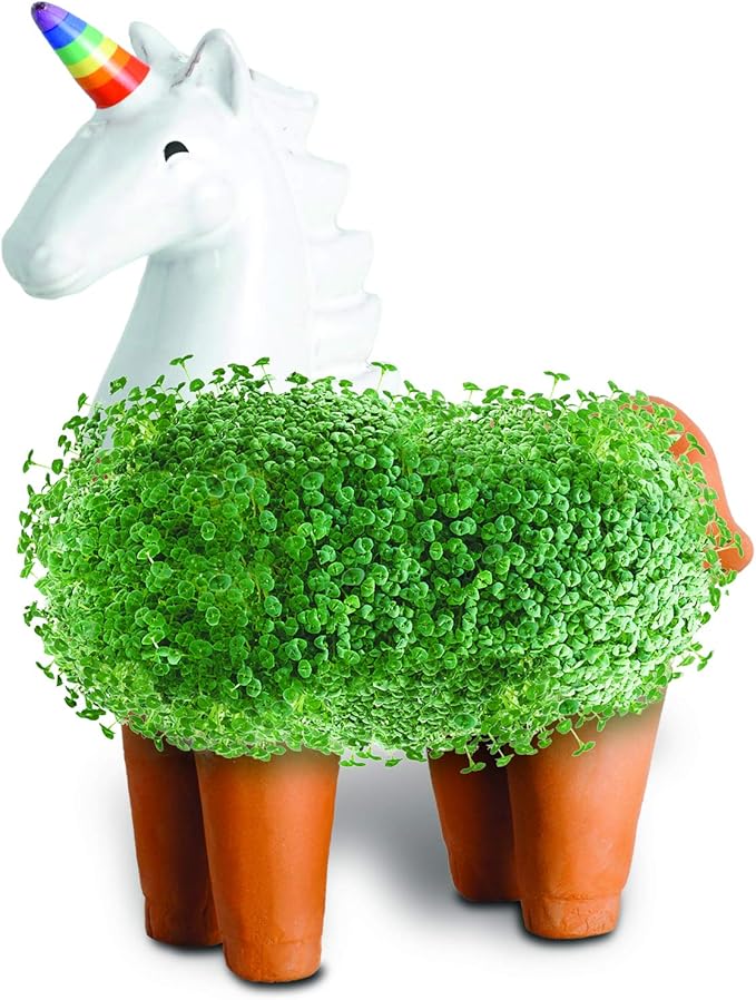 Chia Pet Unicorn with Seed Pack, Decorative Pottery Planter, Easy to Do and Fun to Grow, Novelty Gift, Perfect for Any Occasion