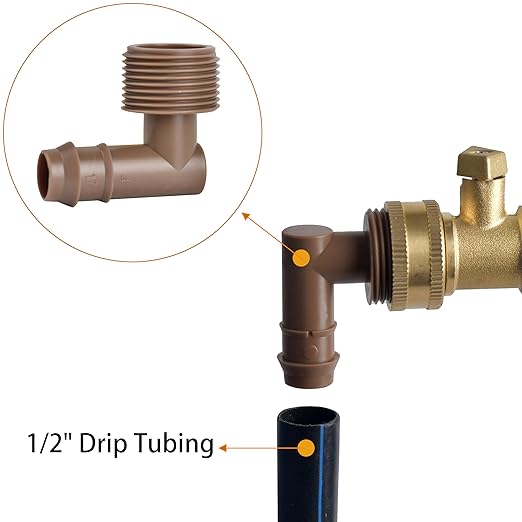 Drip Irrigation Thread Adapter With Barb Elbow, 3/4" NPT Male x Barb Elbow, Barbed Connectors Fit 1/2" Drip Tubing, Irrigation Elbow Fittings -10Pcs/pack