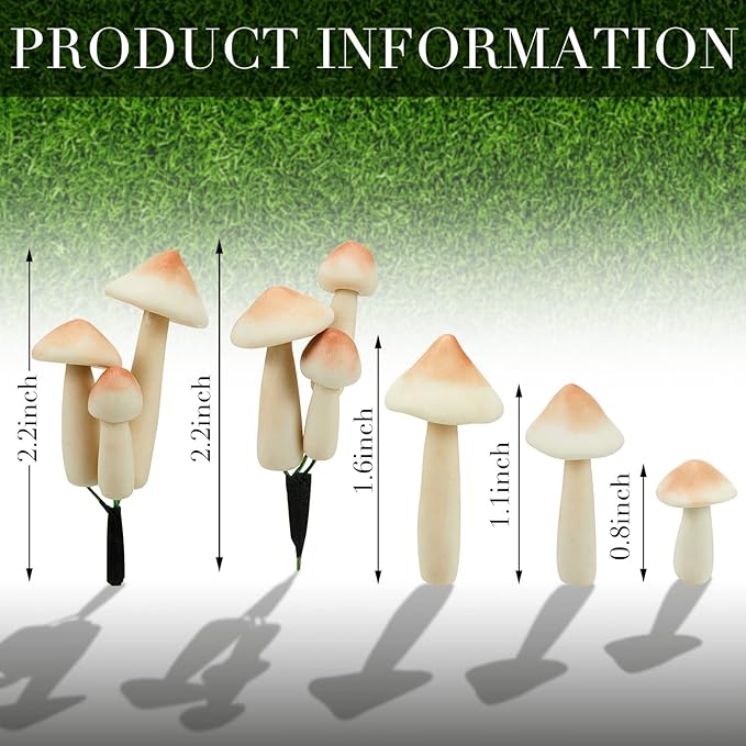 Taiyin 5 Pcs Luminous Mushroom Miniature Garden Mushrooms Outdoor Decor Waterproof Glow in The Dark Yard Decor for Fairy Outdoor Garden Micro Landscape Christmas Tree Decor