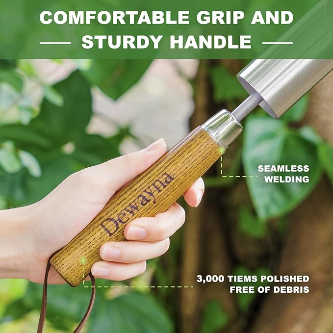 Small Bulb Planter Tool, Sharp Edge Bulb Planter for Breaking Through Soil, Heavy Duty Stainless Steel Bulb Planter Tool, Small Bulb Digger with Comfortable Grip Wood Handle for Seed Planting