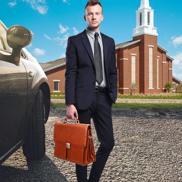 Jack&Chris Mens New PU Leather Attache Briefcase Traditional Messenger Lawyer Bag, MBYX015