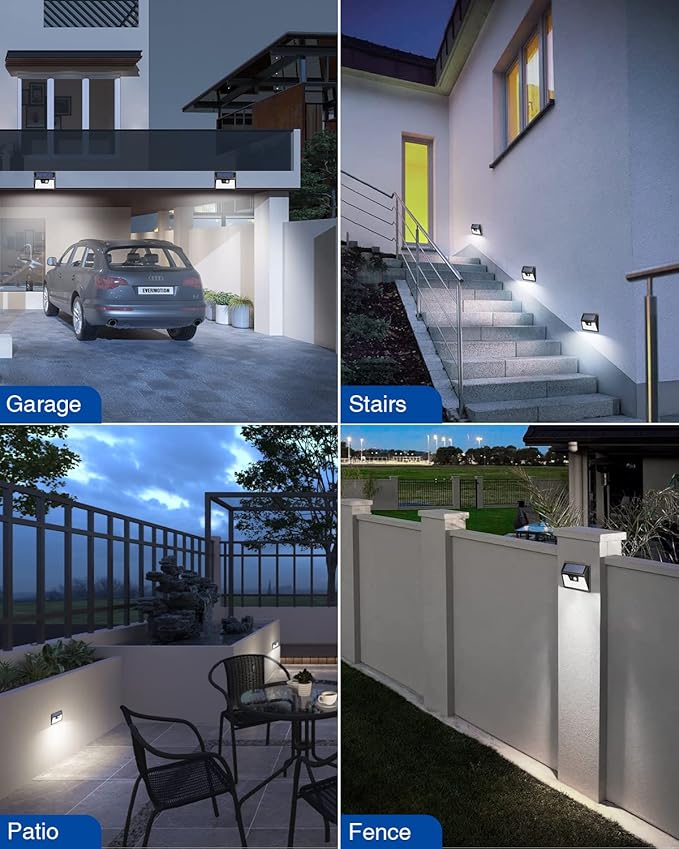 Peasur Solar Powered Lights Outdoor, 140LED 16Pack Motion Sensor Light Outside, IP65 Waterproof Fence Security Lighting with 3 Modes for Yard Wall Garden Cool White